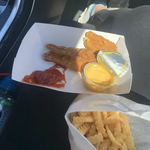 Chicken tenders and large root beer
