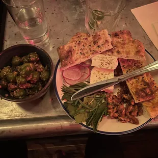 Noon Paneer Sabzi and Zeytoon Parvardeh