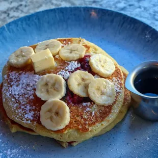 Donna&apos;s BlackBerry Raspberry Pancake topped with Fresh Banana