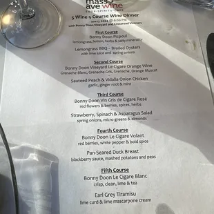 June 2024 wine dinner