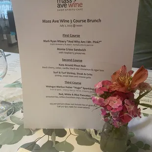 July Sunday Brunch menu