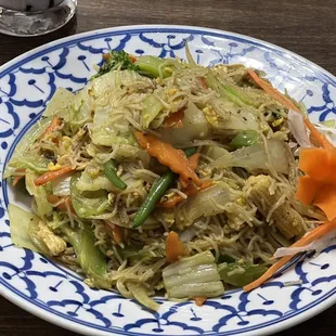 Singapore noodles with Vegetables. Beautiful president. Level 2 was spicy enough for me. I would go less next time (maybe 0 or 1)