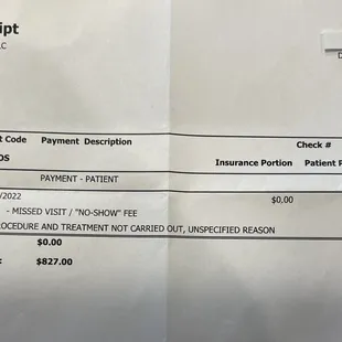 Missed Visit / No show fee...what BS!