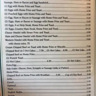 breakfast menu