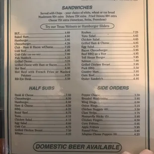 the menu