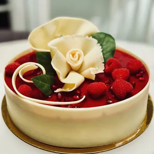 Raspberry and pomegranate cake