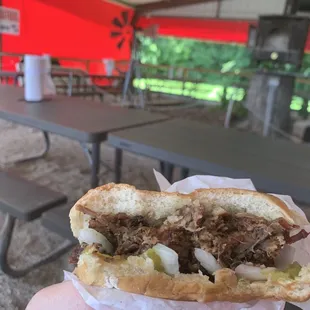 Chopped brisket sandwich (I added onions and pickles)