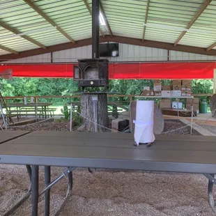 Outdoor, covered seating area (very clean)