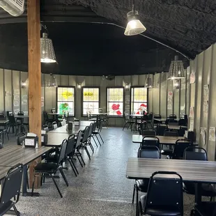 One of the dining rooms with the far end situated in one of two silos at the restaurant. A unique touch.