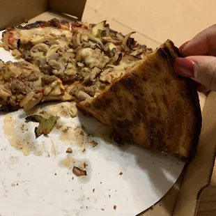 a half eaten pizza