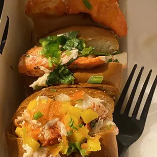 Cilantro  on the roll in the middle