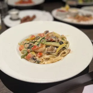 Fettuccine Primavera with shrimp