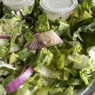 a salad with dressing