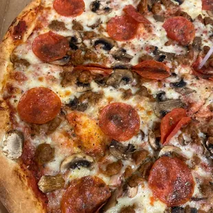 Pepperoni, mushrooms, sausage