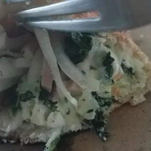 Oh! There's the cheese... After eating half, all the cheese is in one spot. That shouldn't have happened.