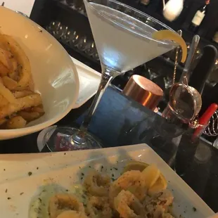 Vesper martini and fried calamari!
