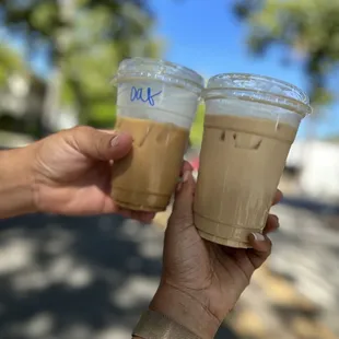 Iced brown sugar oat latte &amp; sweet latte