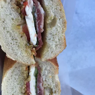 prosciutto &amp; fresh mozzarella sandwich.
