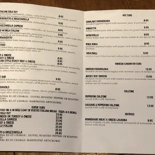 menu