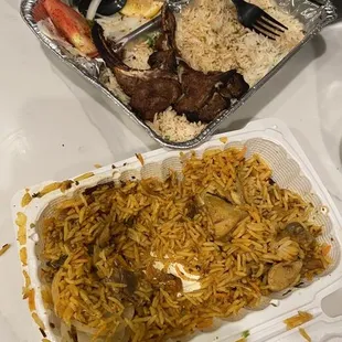 The driest food ever!  Chicken biryani, goat chop