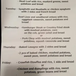 menu