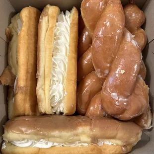 Maple bar with whipped cream and glaze twists