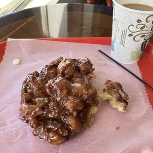Apple fritter and a small coffee all for $5!
