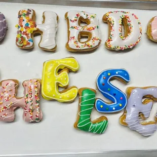 "Letter donuts" is 2$ per letter  If you like it you can put order a day Early pick up is after 12pm for letter donut.