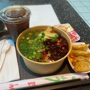 Braised beef noodle soup combo.