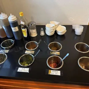 a variety of condiments