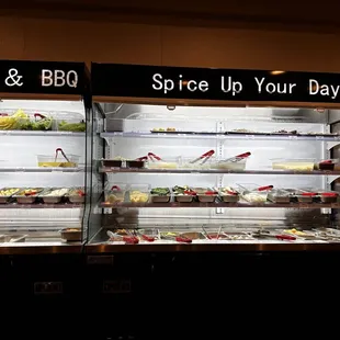 a display of various foods