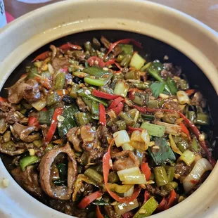 Pickled string beans with chicken gizzard