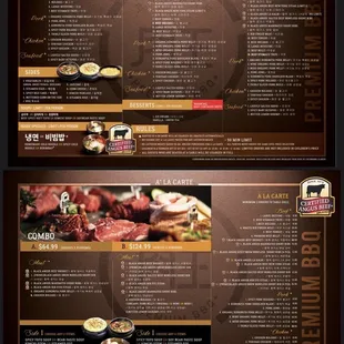 Master Kim's menu (available on their website as well)