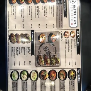First page of the menu