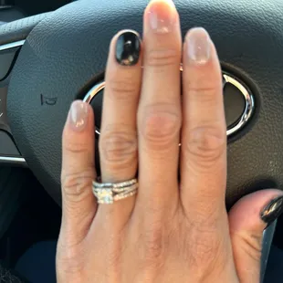 My black blob of a dip nail.