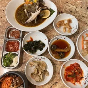 Soy Raw Marinated Crab, Sauces for Bossam, Side Dishes.