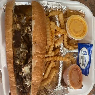 cheesesteaks and french fries