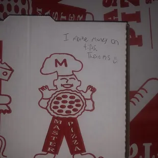 a drawing of a man holding a pizza