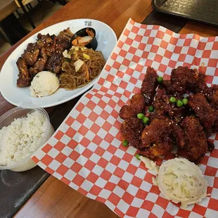 Pikachu Fried Chicken (Boneless) and LA Short Ribs (Galbi)