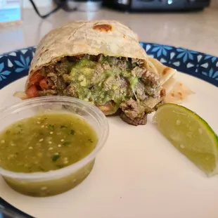 Inside the carne asada burrito