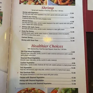 Shrimp and Healthy Menu