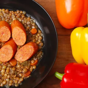 Andouille w/ homemade lentil soup.