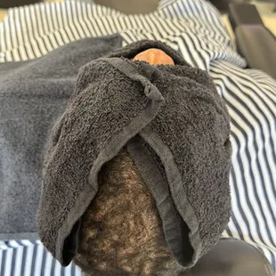 Hot towel aroma therapy, prior to straight razor shave! Feel free to book yours today with me personally on our website! I&apos;m Jonny.