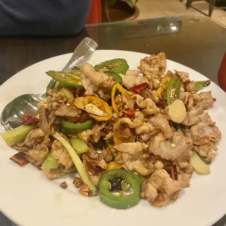 F2. Stir-Fried Pork with Celery and Hot Pepper