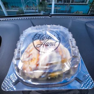 a donut wrapped in plastic