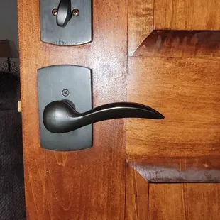 Backside of door with custom hardware