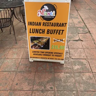 a sign for lunch buffet