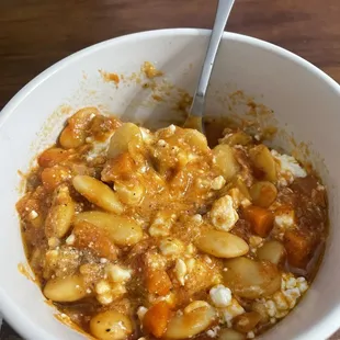 Gigantes with the feta salad mixed through.