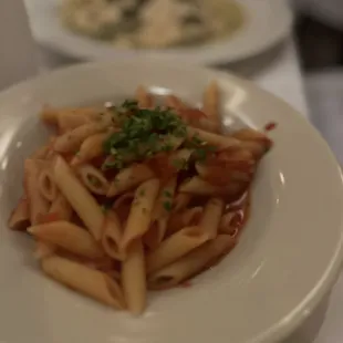 a plate of pasta and soup