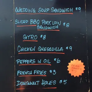 menu